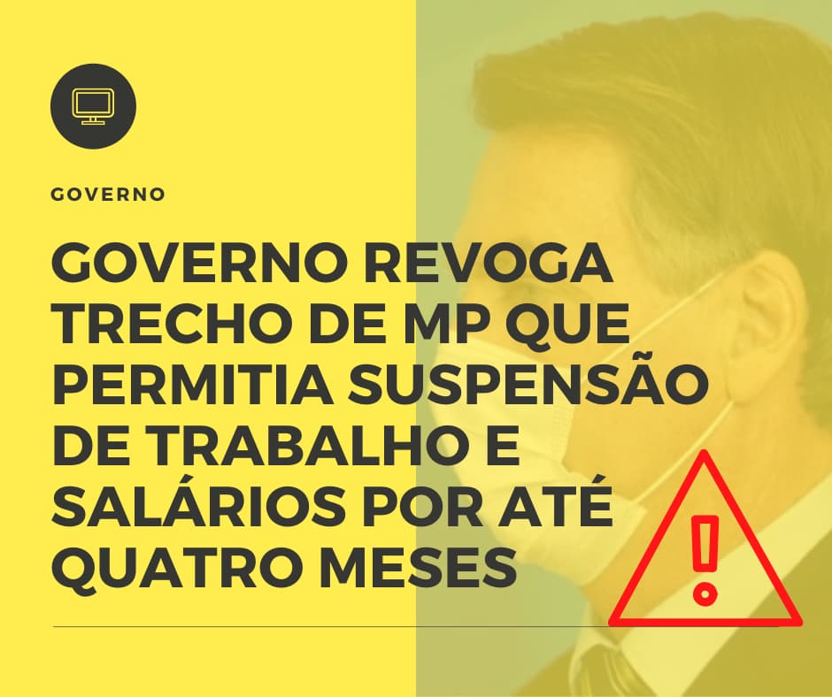 Governo Revoga Trecho De Mp Que Permitia Suspensão De Trabalho E Salários Por Até Quatro Meses Notícias E Artigos Contábeis - Contabilidade em São Paulo -SP | Synergy Contabilidade Inteligente